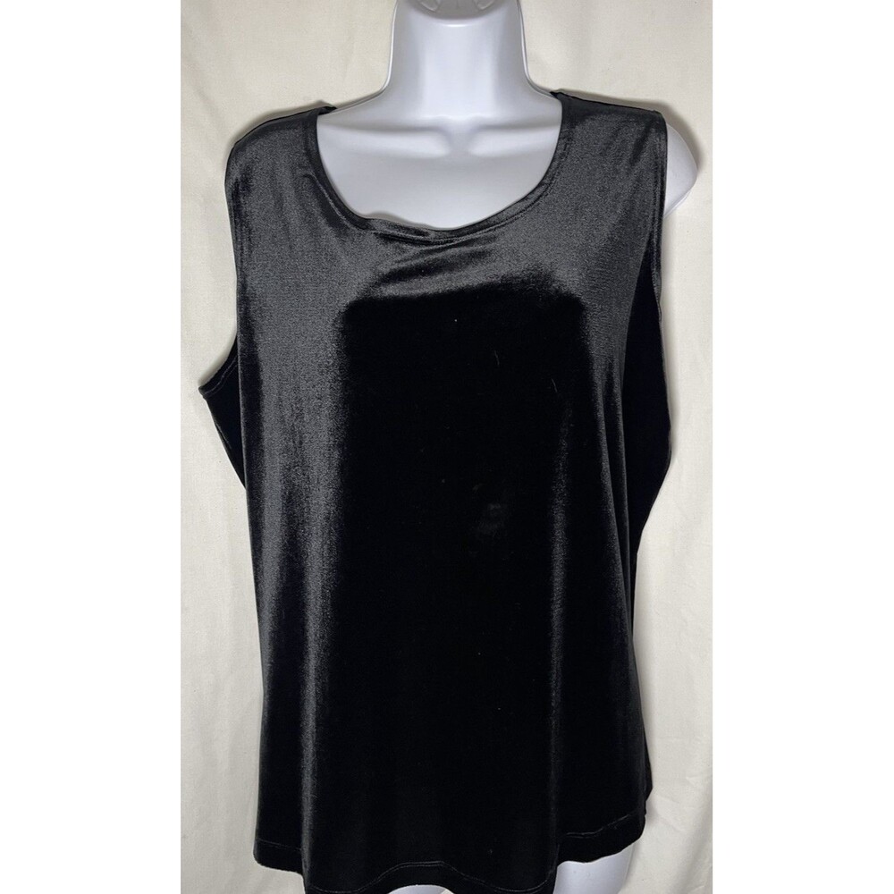 Notations Woman Black Velvet Sleeveless Tank Top - Size 1X